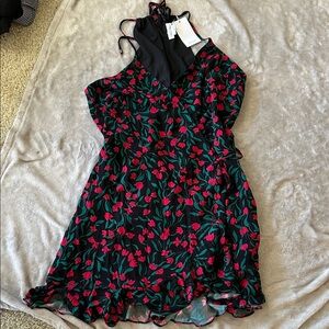 NWT lovers + friends floral mini wrap dress